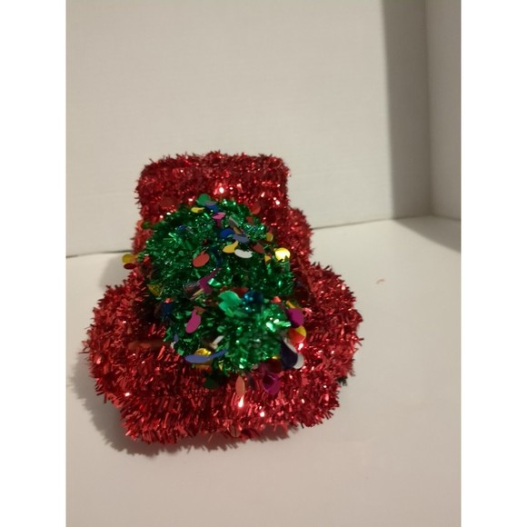 Christmas Red "Tinseled Out" Pick Up Truck Bringing Home The Tree 12" - Picture 5 of 7